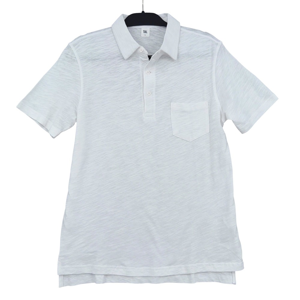 TAL Slub Knit Polo Shirt Mens S 100% Cotton White GT1040 Short Sleeve Pocket‎